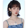 Blue crescent-shaped earrings with a light luxury, niche and high-end feel, exaggerated earrings, unique seaside vacation style, silver needle earrings for women Specification image